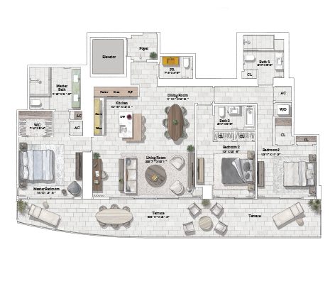 Thumbnail Floorplan for Residence 05 Five Park