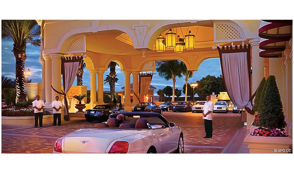 Porte Cochere Entrance at Acqualina, Luxury Oceanfront Condominiums Located at 17885 Collins Avenue, Sunny Isles Beach, FL 33160