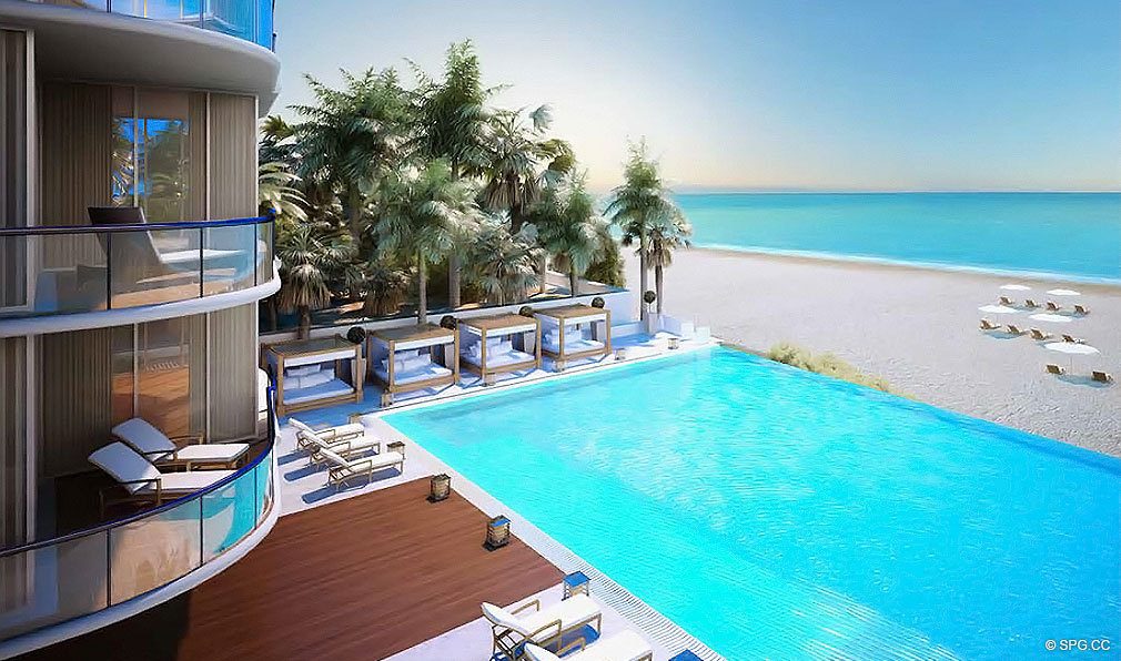 Pool at Chateau Beach Residences, Luxury Oceanfront Condominiums Located at 17475 Collins Ave, Sunny Isles Beach, FL 33160