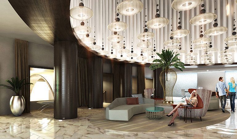 Lobby at Conrad, Luxury Oceanfront Condominiums Located at 551 North Fort Lauderdale Beach Blvd, Fort Lauderdale, FL 33304