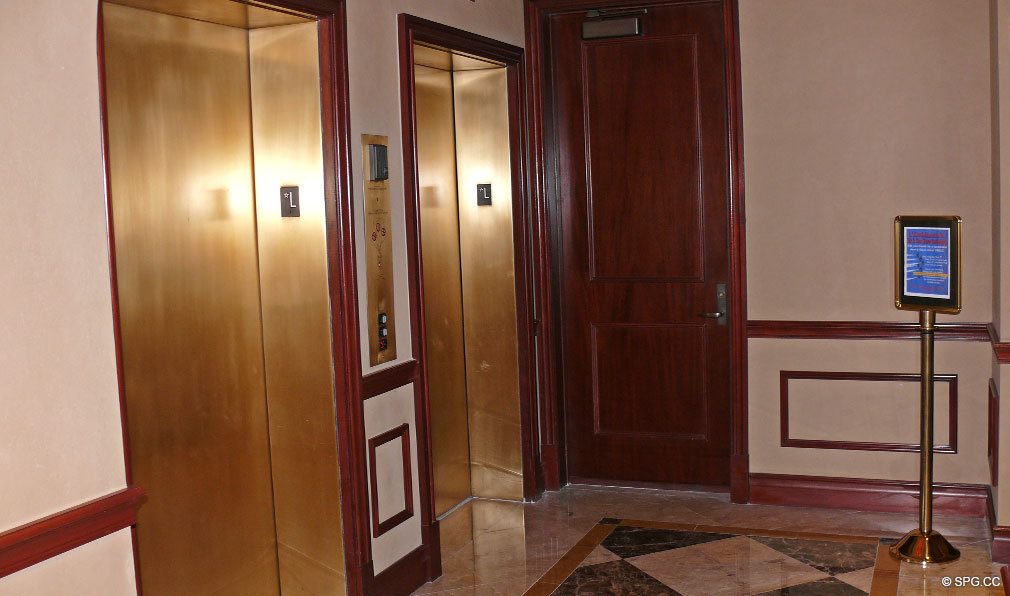 Elevator Lobby at L'Ambiance, Luxury Oceanfront Condominiums Located at 4240 Galt Ocean Dr, Ft Lauderdale, FL 33308
