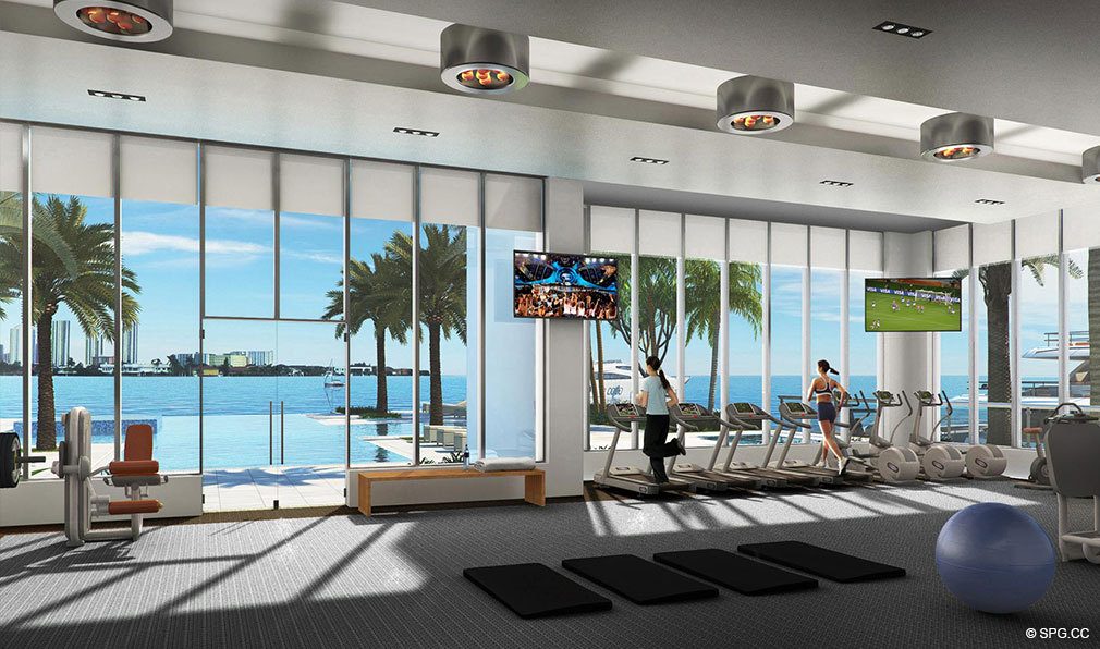 Marina Palms Yacht Club Gym, Luxury Waterfront Condominiums Located at 17201 Biscayne Blvd, North Miami Beach, FL 33160