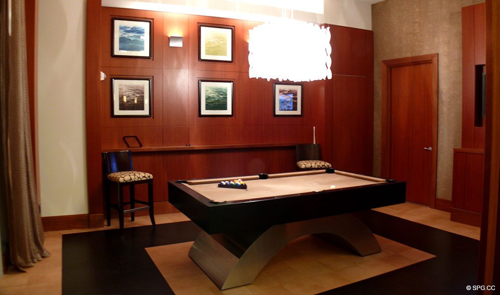 One Bal Harbour Billiard Room, Luxury Oceanfront Condominiums Located at 10295 Collins Ave, Bal Harbour, FL 33154