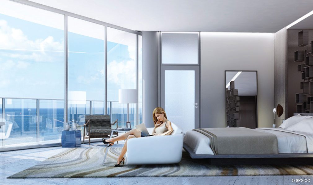 One Ocean Bedroom, Luxury Oceanfront Condominiums Located at 91 Collins Ave, Miami Beach, FL 33139