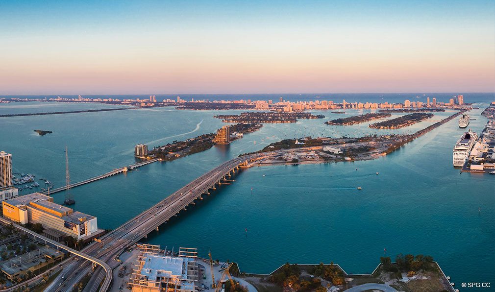 Water Views from One Thousand Museum, Luxury Waterfront Condominiums Located at 1000 Biscayne Blvd, Miami, FL 33132