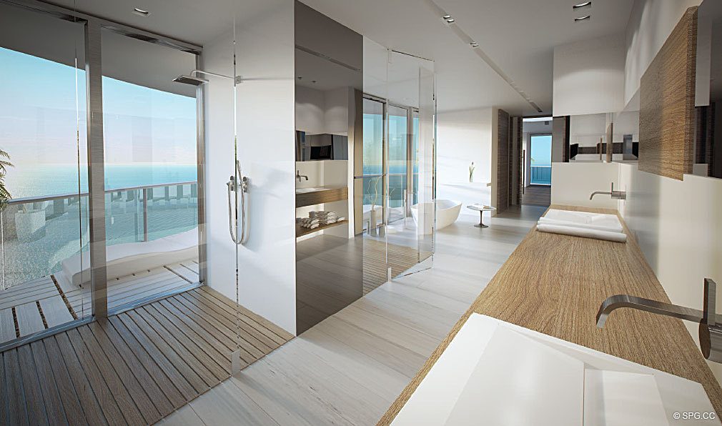 His and Her Bathroom at Regalia, Luxury Oceanfront Condominiums Located at 19505 Collins Ave, Sunny Isles Beach, FL 33160