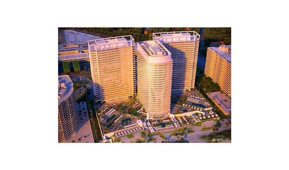Aerial View of St. Regis Bal Harbour, Luxury Oceanfront Condominium, 9701 Collins Ave, Bal Harbour, FL 33154